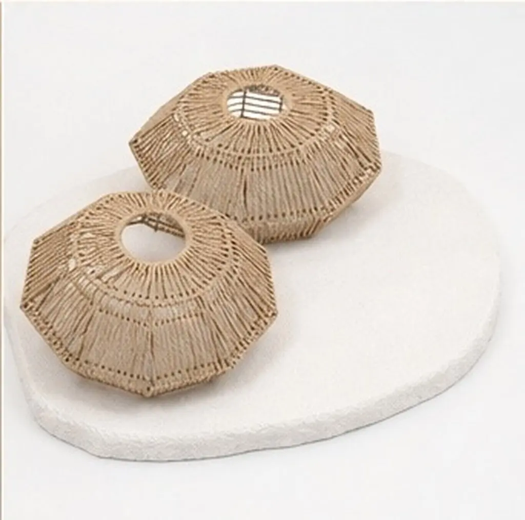 2Pcs Imitation Rattan Lamp Shade Simple Style Home Ceiling Pendant Lamp Cover Woven Hanging Light Cover Decorative Lampshade