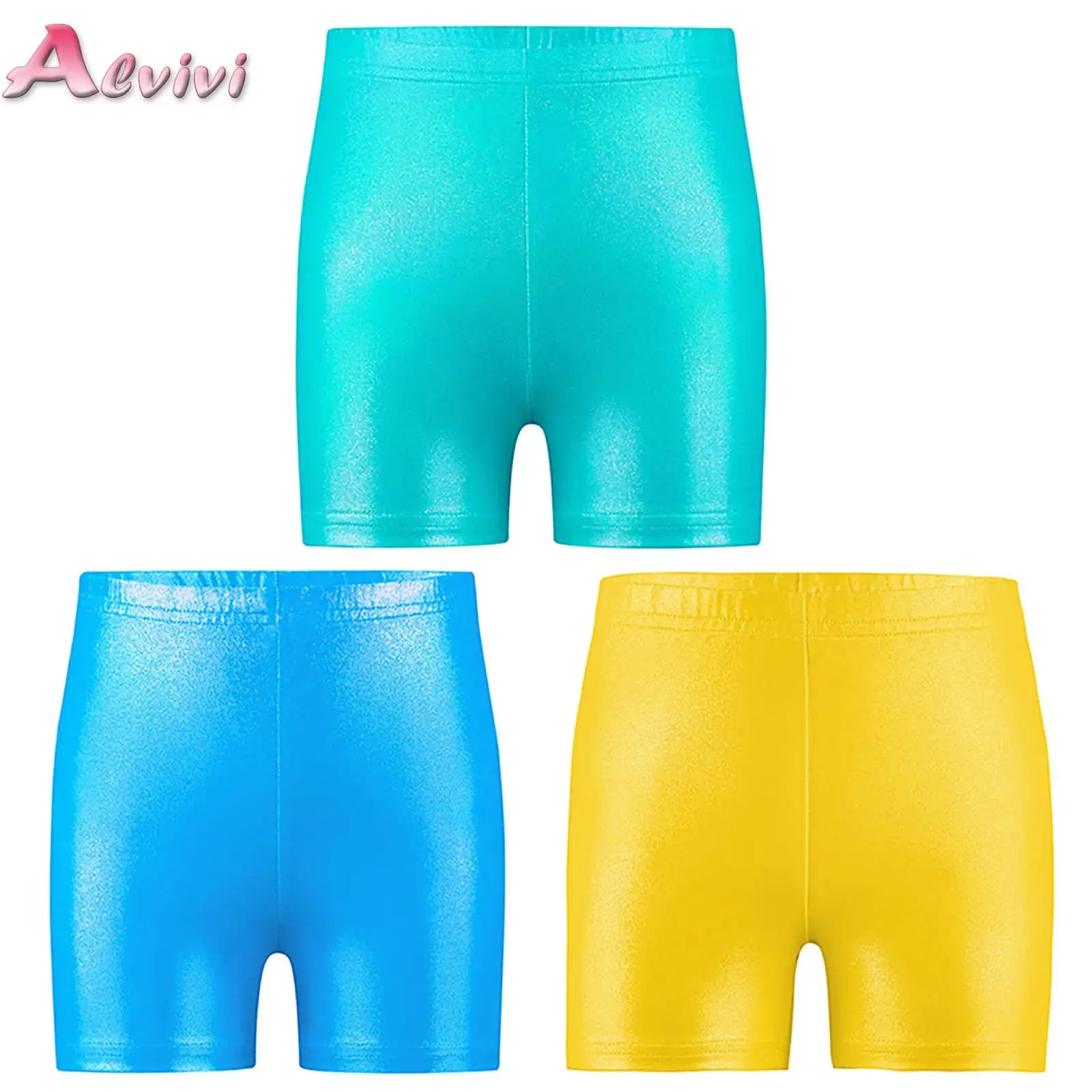 

3Pcs Kids Girls Metallic Printed Shorts Printed Figure Skating Gymnastics Ballet Dance Training Performance Costume Dancewear