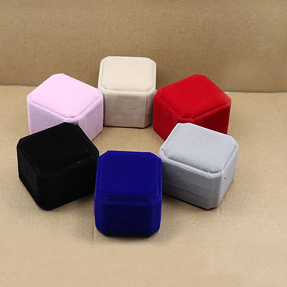 

2Pcs Couple Ring Box Fabric Jewelry Storage Case Compact Holder for Engagement Wedding Party Gift Grey Exquisite Ring Case