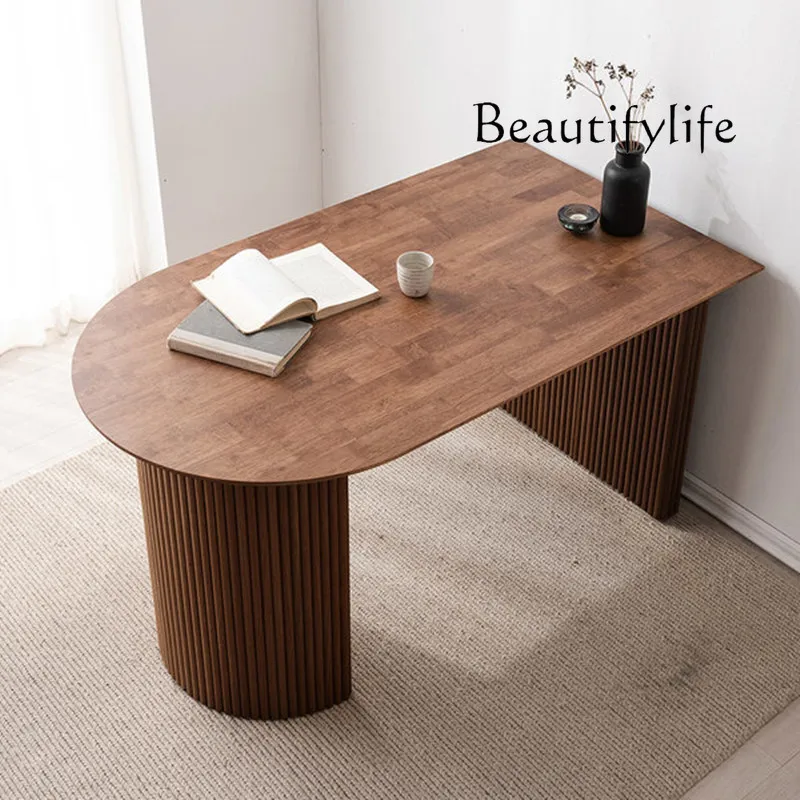 

Nordic all solid wood island dining table modern simple small apartment restaurant home against the wall rectangle