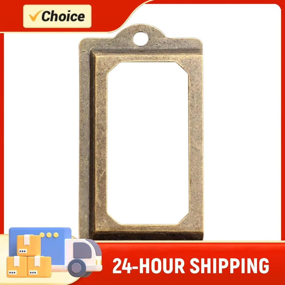 12pcs Pull Frame Handle Antique Brass Metal Label Pull Handle Vintage Portable Multi-function Convenient for Drawer Box