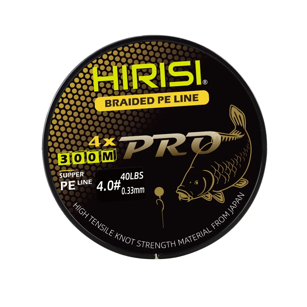 Hirisi Carp Fishing Line 4 Strands 300M Braided PE Line 15-70LB Multifilament Fishing Line Smooth