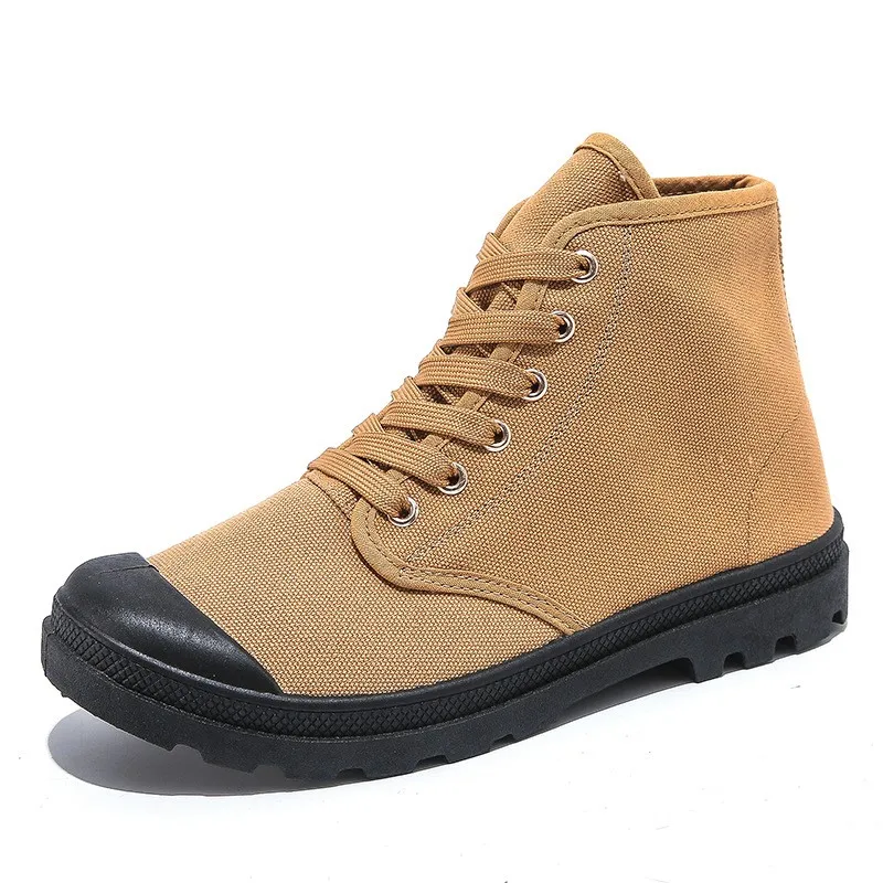 Tongue one-piece shoes high-top canvas boots anti-collision outdoor mountaineering leisure sports men\'s canvas shoes M011