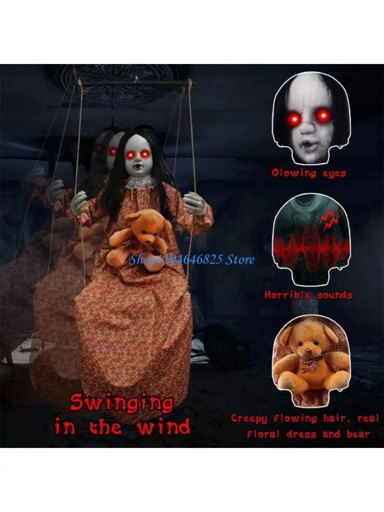 

Sound Activated Swinging Ghostly Doll with Light Up Eye for Garden Yard Indoor