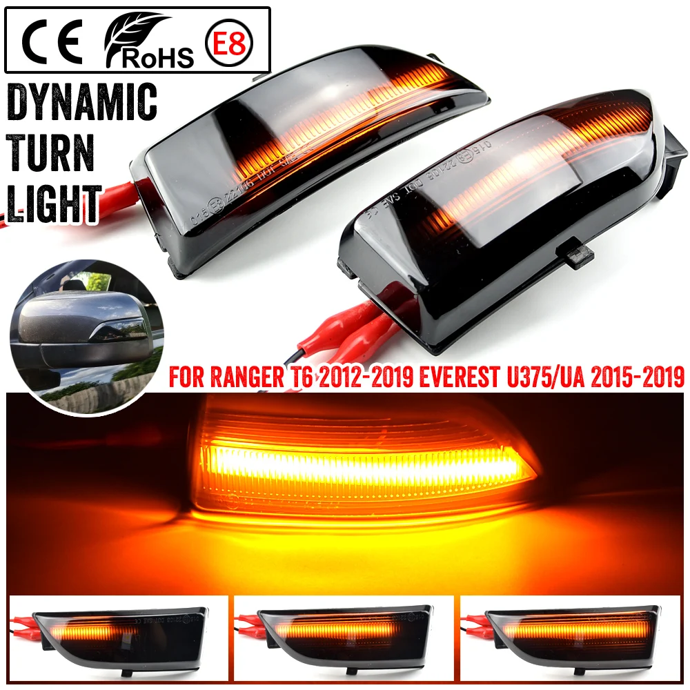 

Dynamic LED Side Rearview Mirror Indicator Light Turn Signal Light Lamp for Ford Everest 2015-19 Ranger T6 Raptor Wildtrak