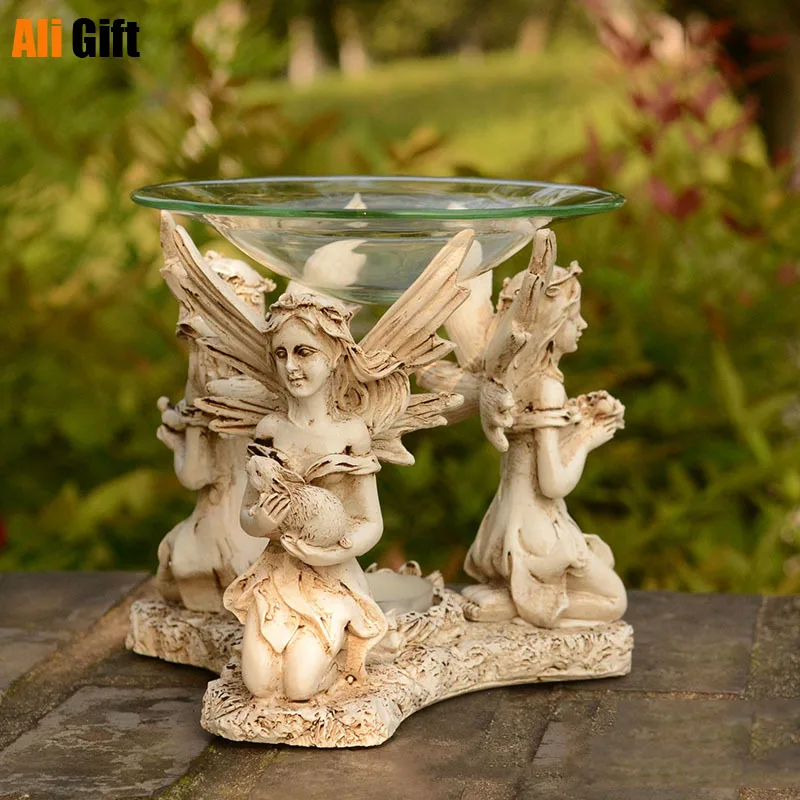 

Resin Essential Oil Burner Angel Aromatherapy Furnace Incense Candle Holder Bedroom Lamp Aroma Burners Home Decor