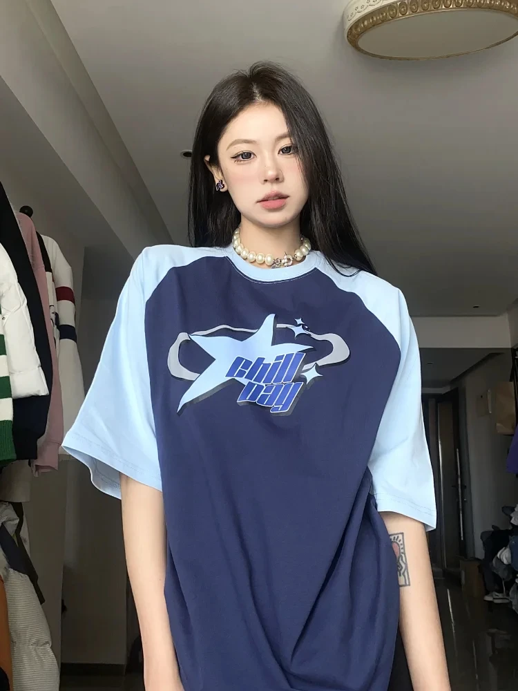 

Y2K New Korean Sle Vintage Streetwear Casual Acubi Harajuku Egirl Short Sleeve T-Shirts Grunge Aesthetics Oversized Tees Tops