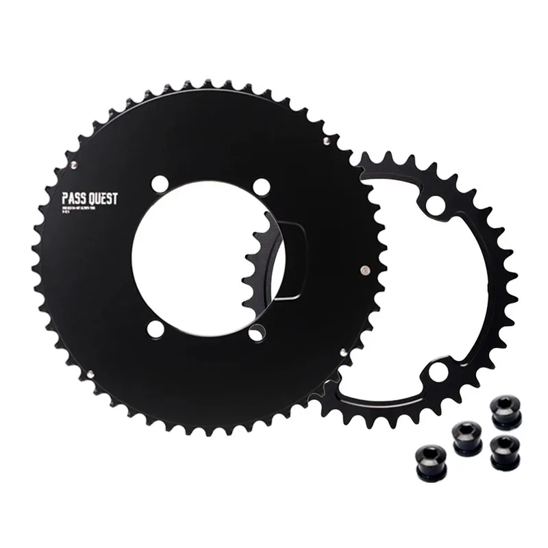 PASS QUEST 110BCD 2X Chainring 4 Bolt AERO Sprocket Road Gravel Bike for SHIMANO DA9000/4700/5800/6800 BCD110 Power Meter Spider