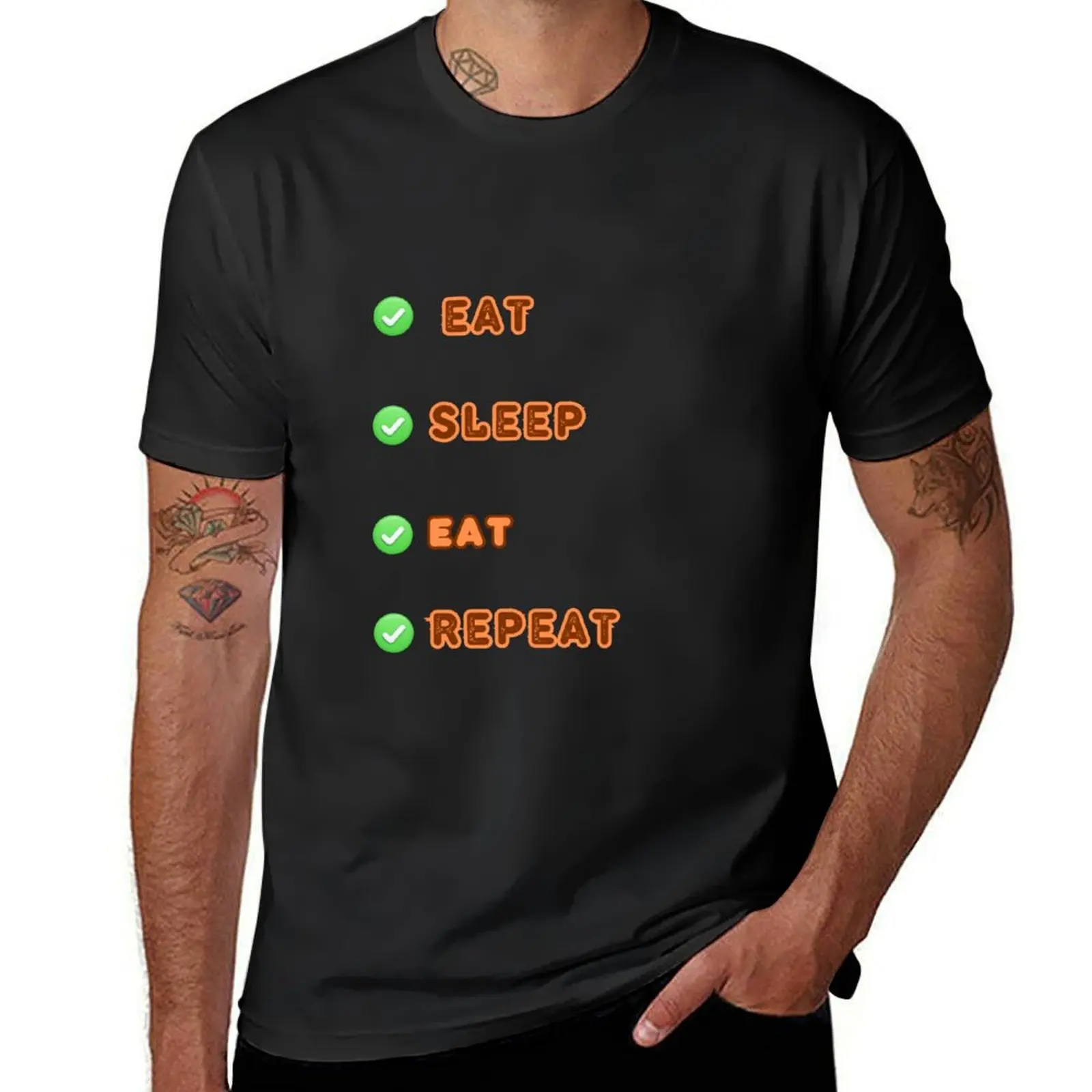 

Eat Sleep Eat Repeat T-Shirt kawaii clothes quick drying plus sizes plain white t shirts men