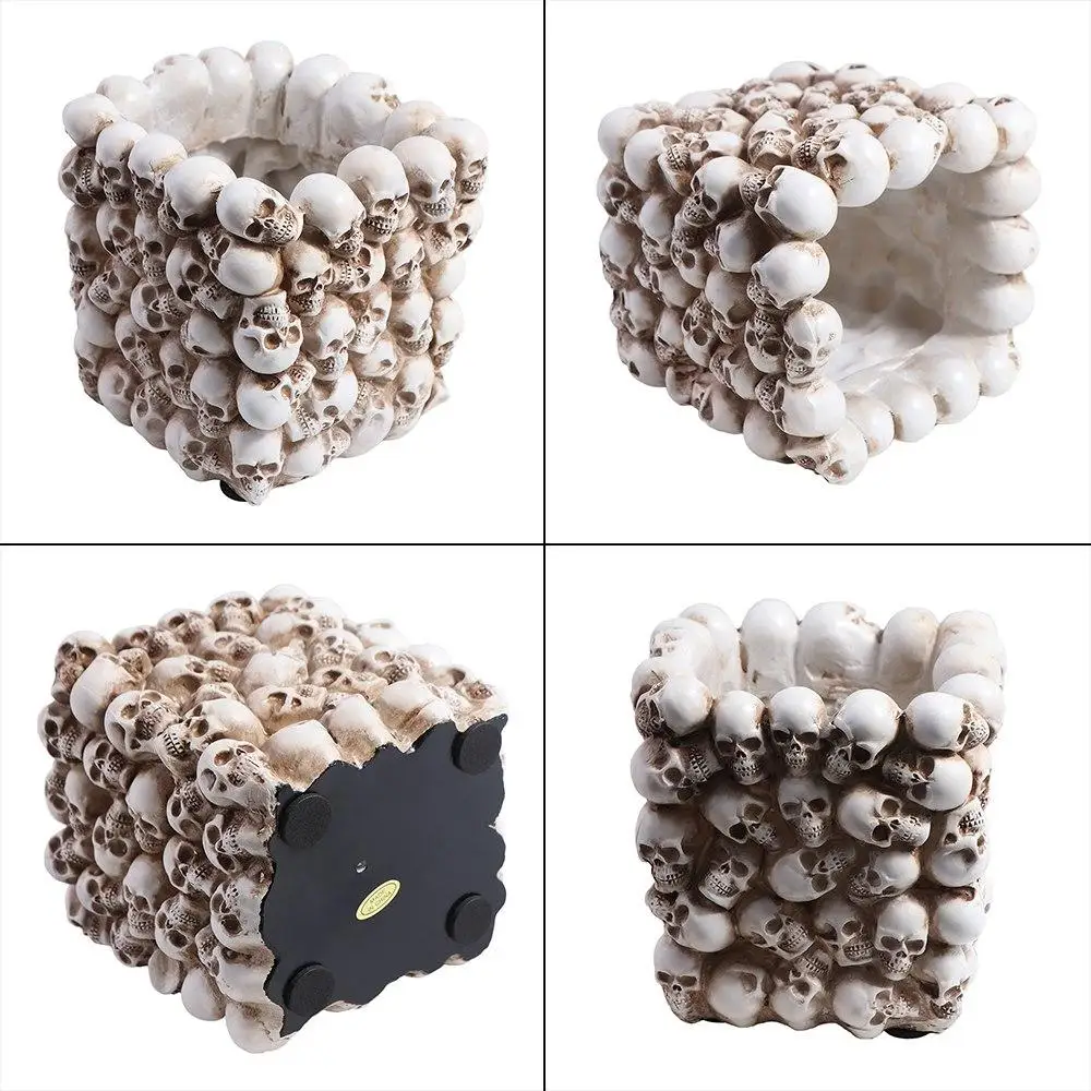 

Desktop Storage box Skull Pen Holder Desktop Pen Stand Pen Pencil Holder Desktop Organizer Resin Halloween Decor