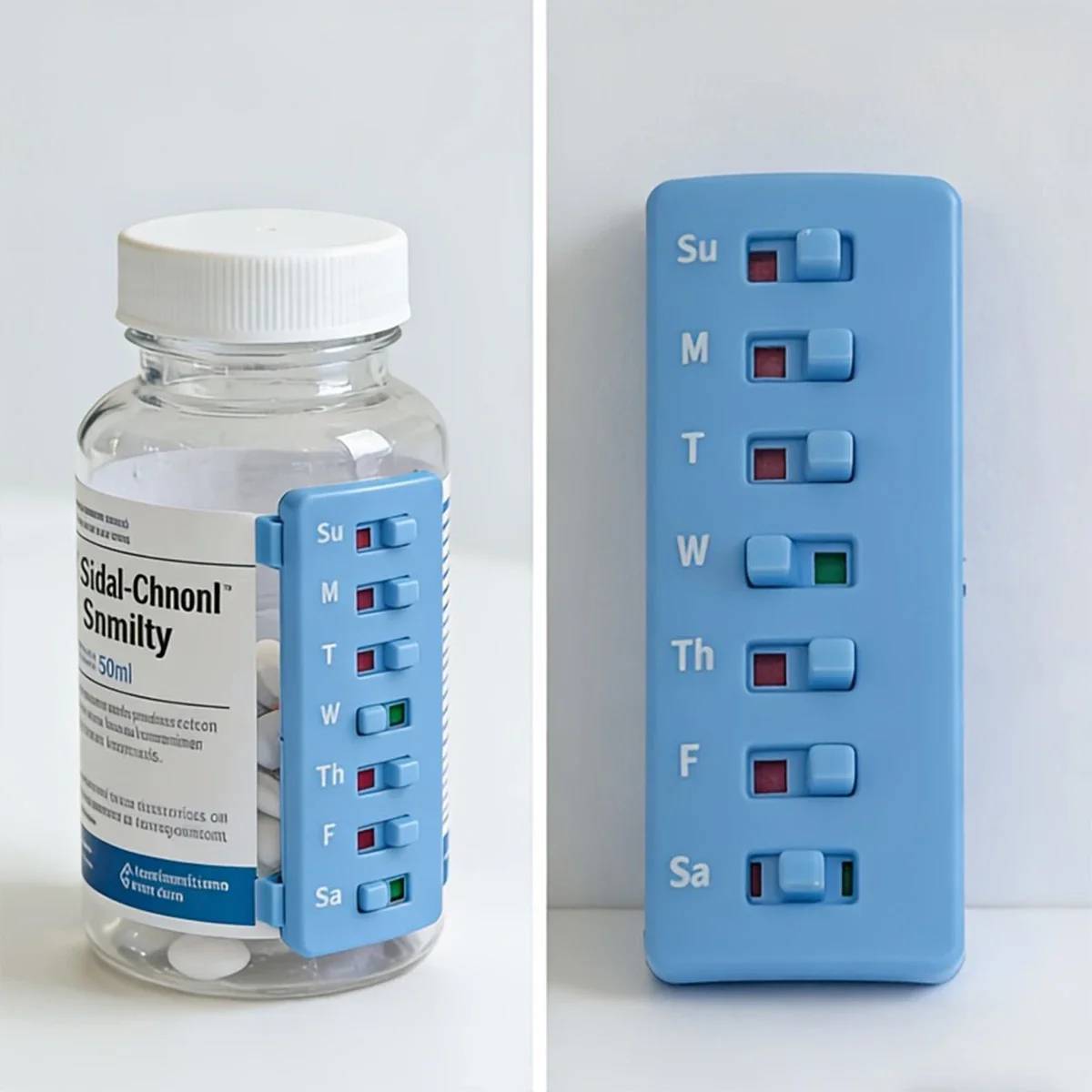 2pcs Compact Pill Reminder | Reusable Pill Tracker with Wide Compatibility, for Bottle Medicine Vitamin Case for Senior Elderly