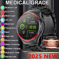 2025New Medical Grade Smart Watch ECG+HRV Blood Glucose Blood Pressure Heart Rate Fat Uric Acid Health Voice Call Smartwatch Men