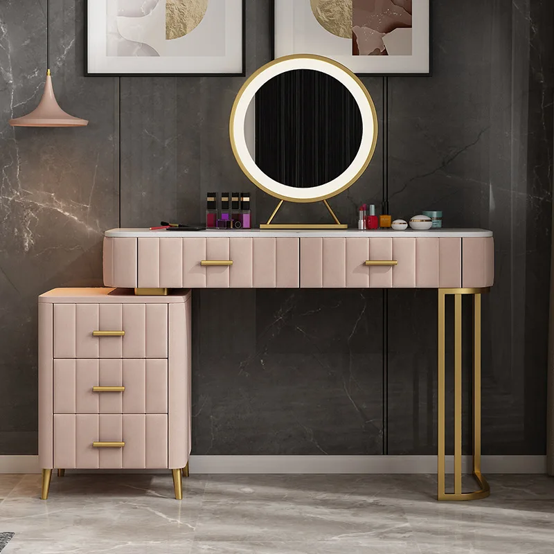 

marble dressing table and chairs, light luxury small apartment bedroom makeup table