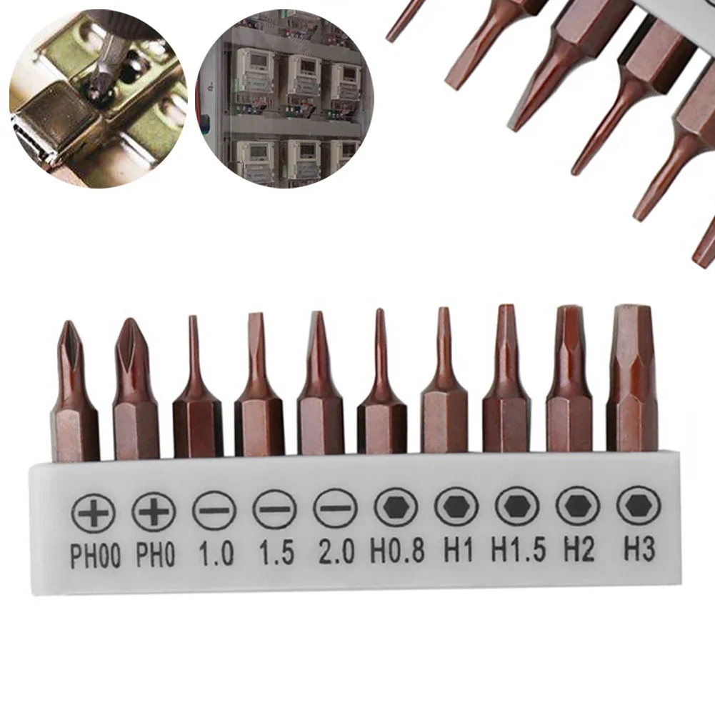 Chave de fenda elétrica Bits Set, Hex Slotted, Anti Slip Screwdriver Bits, Pequenos Brinquedos, Reparando Ferramentas, 25mm, 4mm, 10Pcs