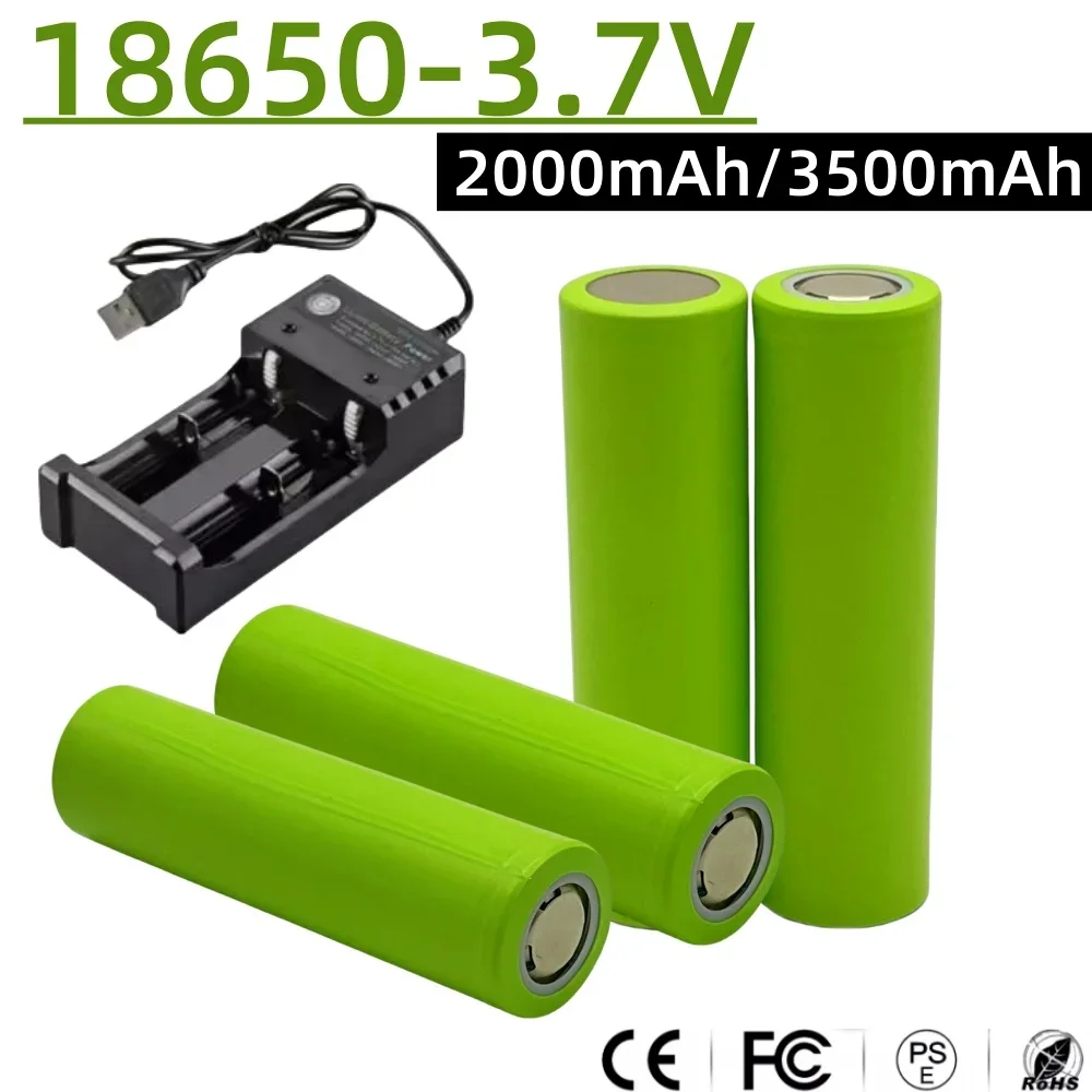 

Original 3.7V 3500mAh/2000mAh 18650 lithium-ion Battery For Flashlight, wireless Speaker Solar light Battery Pack + charger