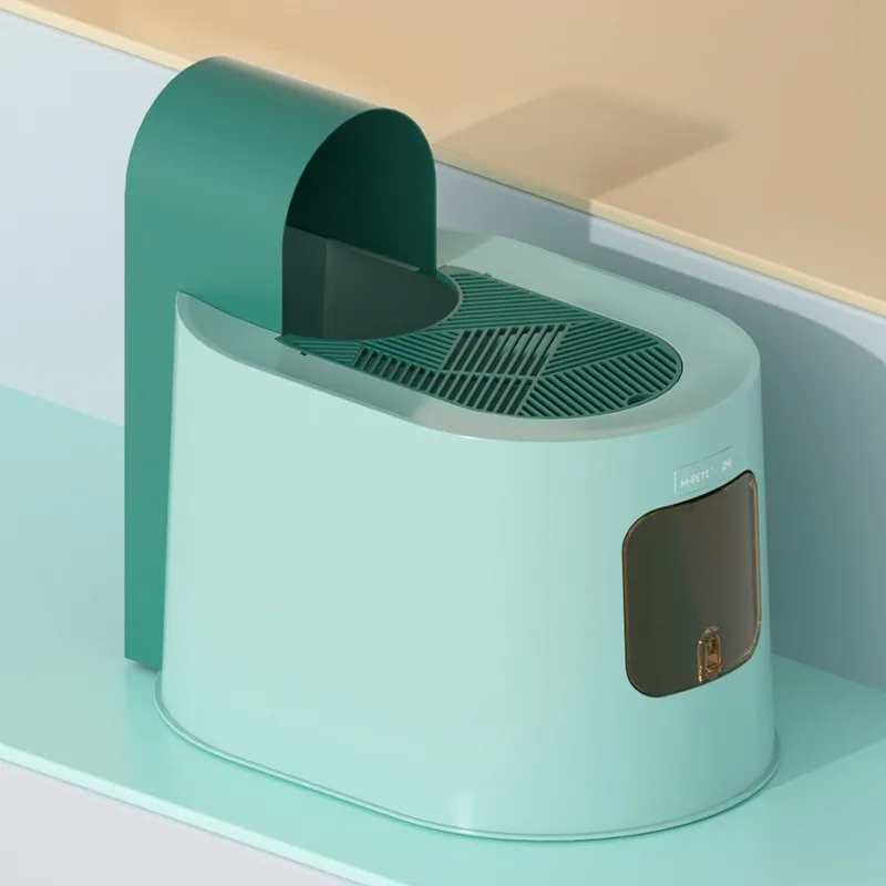 

Closed cat litter box, oversized splash-proof with sand, top-entry cat toilet, cat shit basin