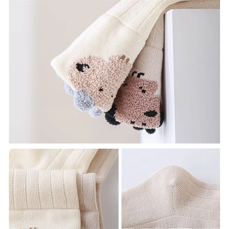 جوارب قطنية للأطفال حديثي الولادة، جوارب مريحة تسمح بمرور الهواء، كارتونية لطيفة للفتيات والأولاد من عمر 0 إلى 5 سنوات