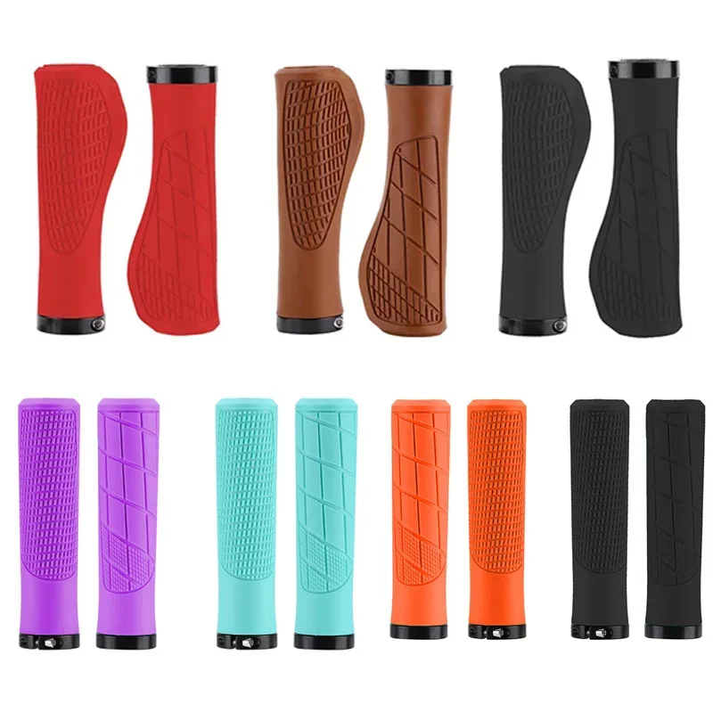 1Pair Non-slip Mountain Bike Handlebar Grip Soft Rubber MTB Grips Anti-skid Comfortable Lockable Bicycle Grips Bike Parts