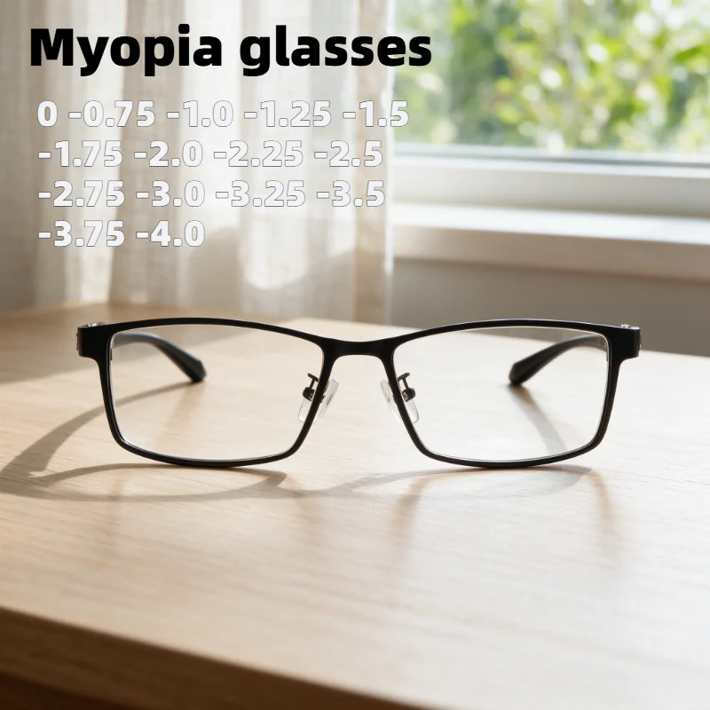 Outdoor Lighting Black - Premium Black Square Myopia Glasses Anti