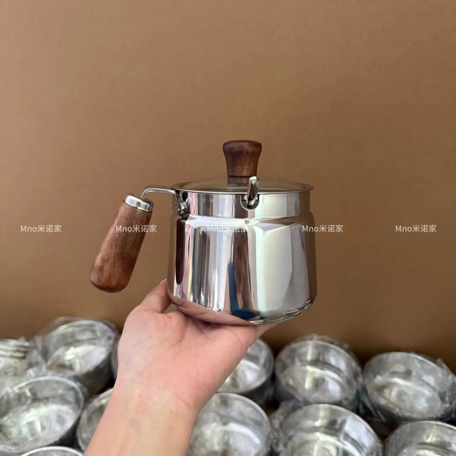 Stainless Steel 316 Seasoning Jar Walnut Wood Handle Glass Lid Large Capacity 600ml With Spoon Food Grade Kitchen Home Use