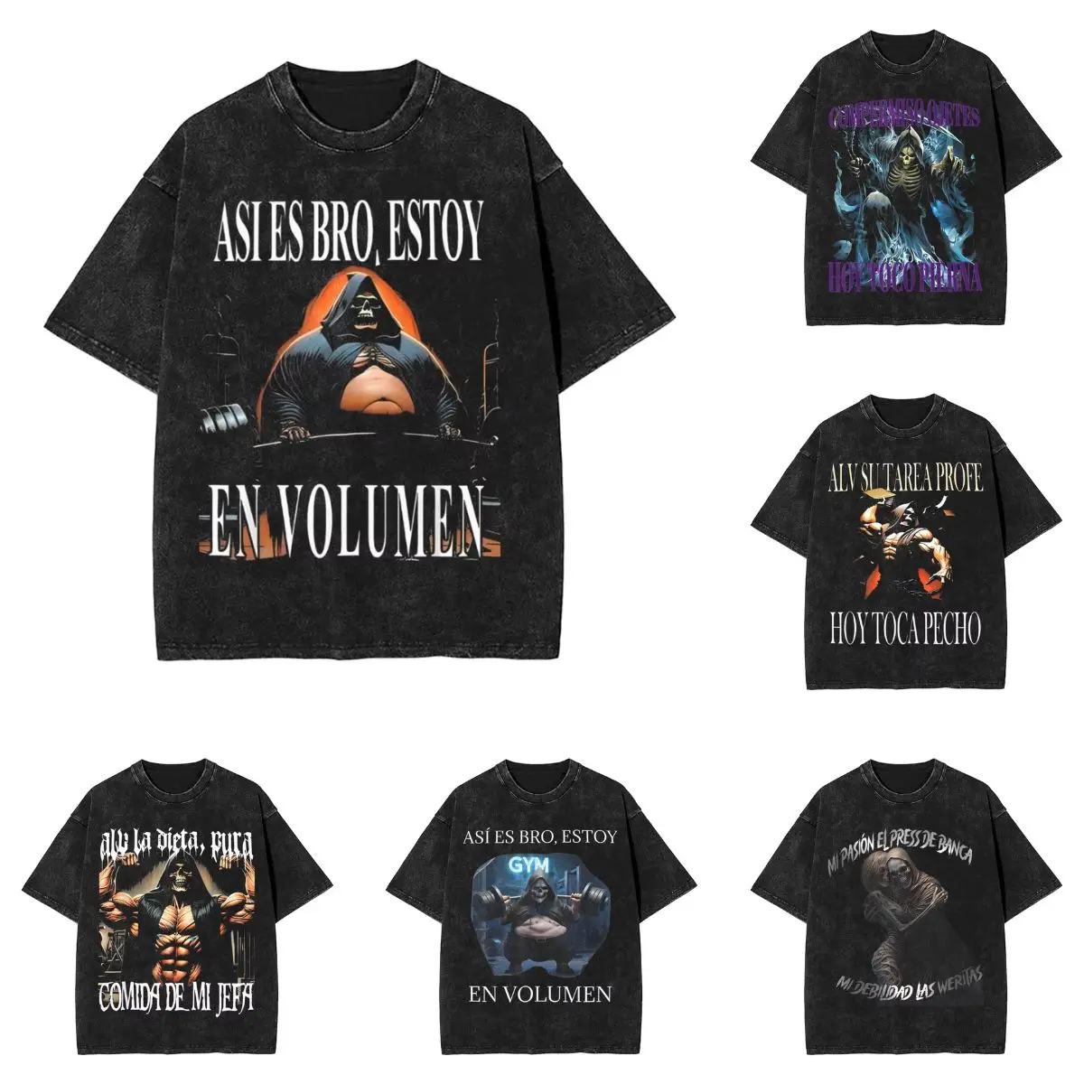 

Couple T-Shirt ASI ES BRO ESTOY EN VOLUMEN Washed T-Shirts Trendy Cool Calacas Chidas Gym Beach Tee Shirt Vintage Cotton Tops