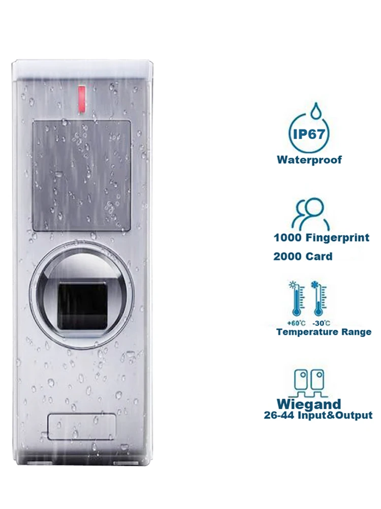 

Biometric Fingerprint Door Access Control 125khz Rfid Key Card Waterproof 1000 Fingerprint 2000 User Card Reader Door Controller