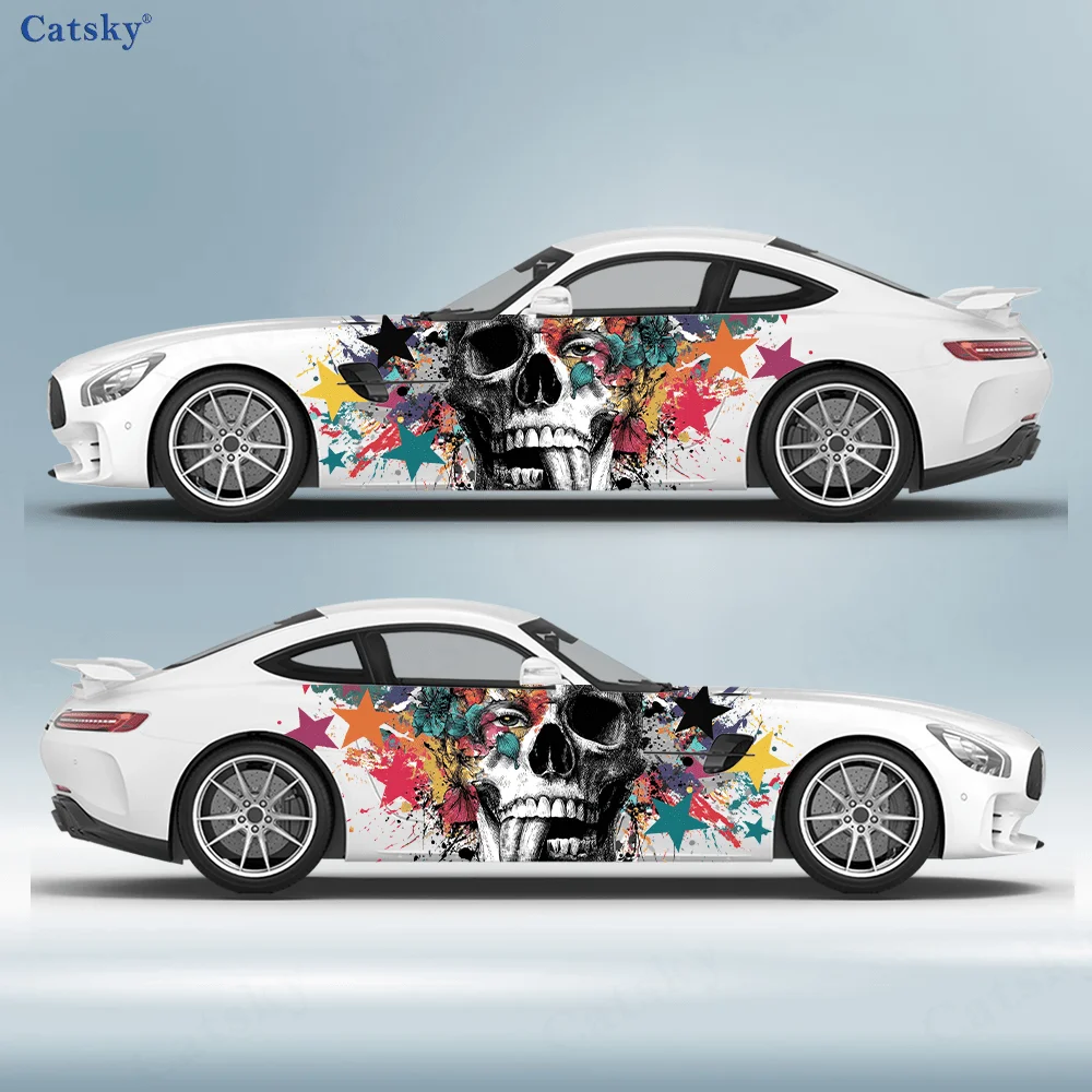 

Красочная боковая наклейка с изображением языка и черепа, водонепроницаемая наклейка из ПВХ, устойчивая к царапинам, защита автомобиля, автоаксессуары в подарок