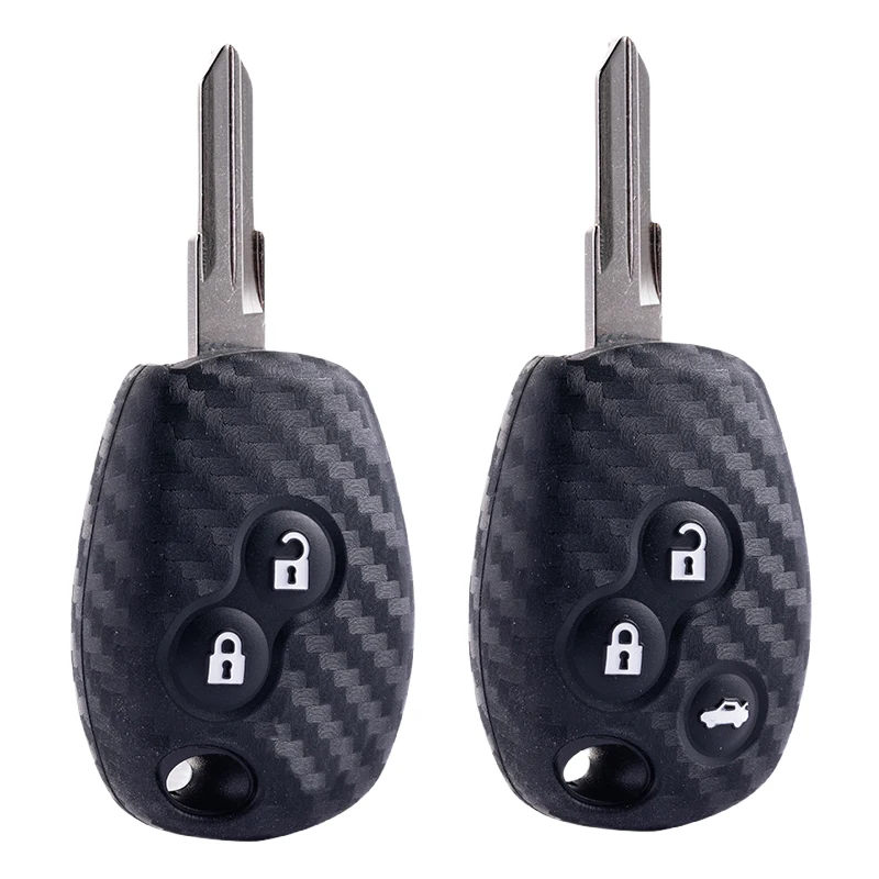 2/3-Tasten-Autoschlüsselhülle aus Carbon-Silikon für Renault Duster Clio DACIA 3 Twingo Logan Sandero Modus