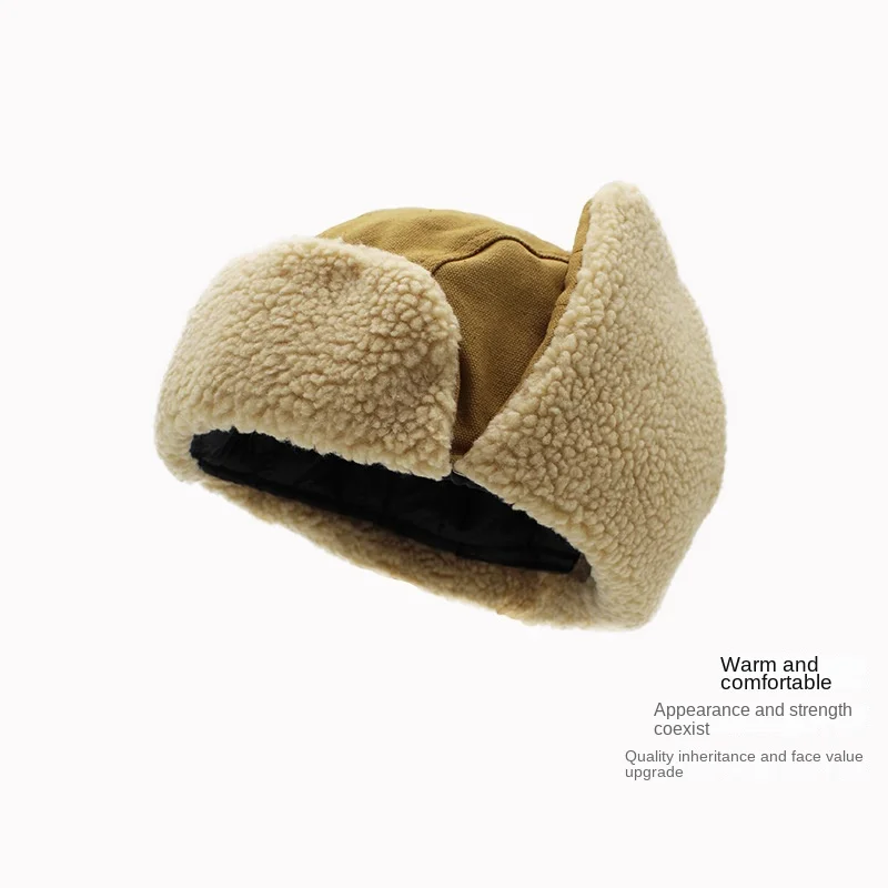 Canvas Ear Protection Winter Cap Men Women anti-cold Thickened Fleece Cotton Hat Cycling Warm Windproof Pilot Caps Hot 4