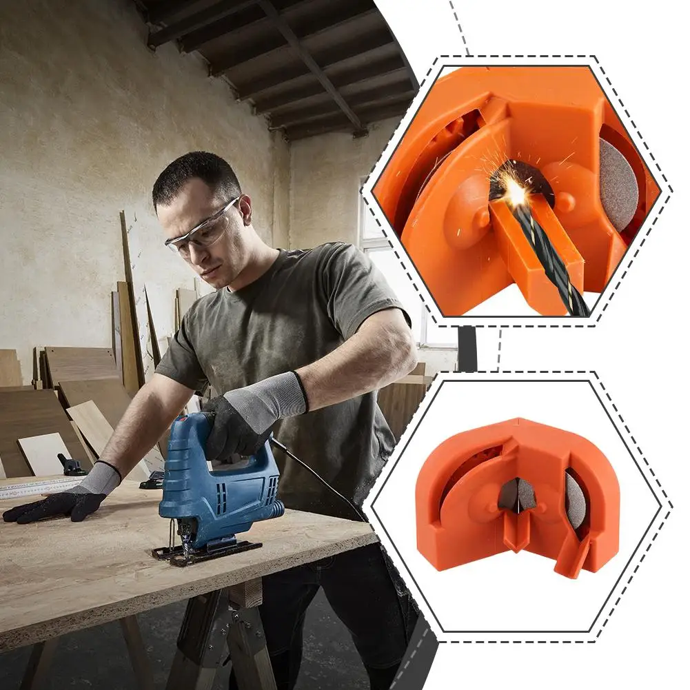 Electric Drill Bit Sharpener 2-16mm Twist Bit Grinder Attachment with Replaceable Double-Sided Stones for DIY Workshop