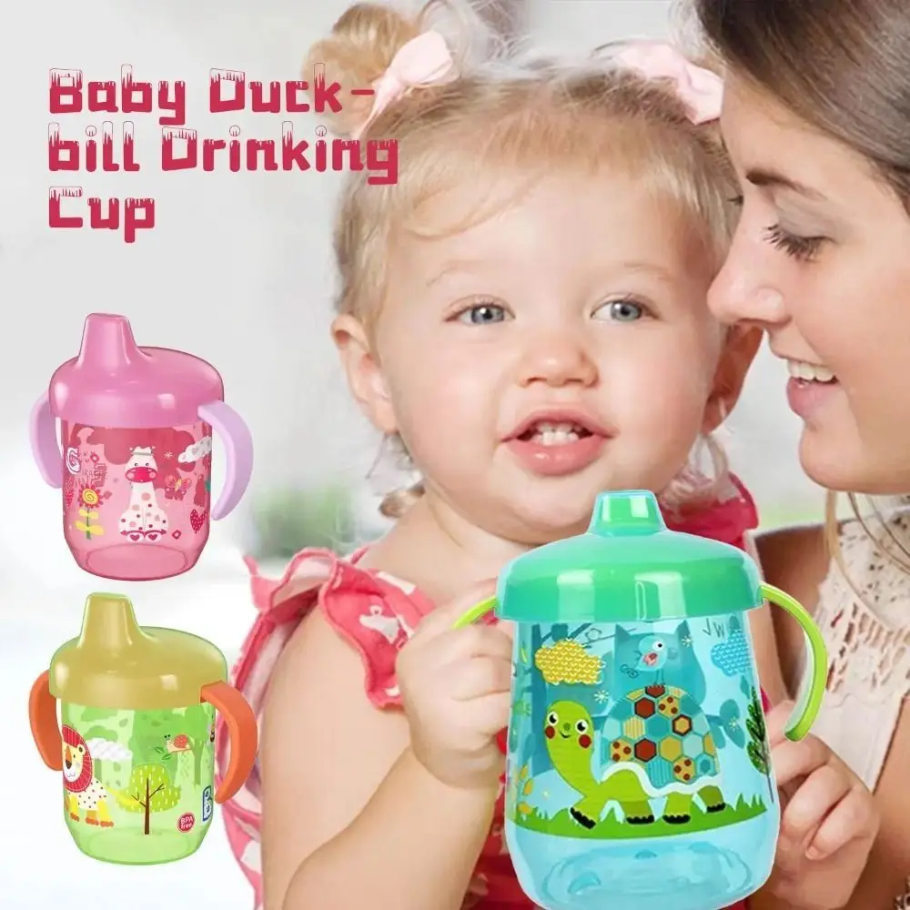 Birthdaygift Cute Duckbill Cup Double Handle BPA Free Baby Water Bottle Flip Lid Non-toxic Training Cup Kids