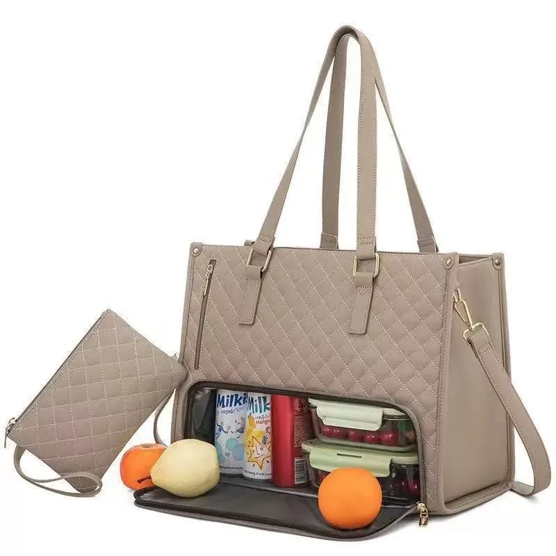 2 In1 Lunch Tote Bag for Women Shoulder Laptop Bag Large Capacity with Insulated Compartment Outdoor Multifunctional Picnic Bags