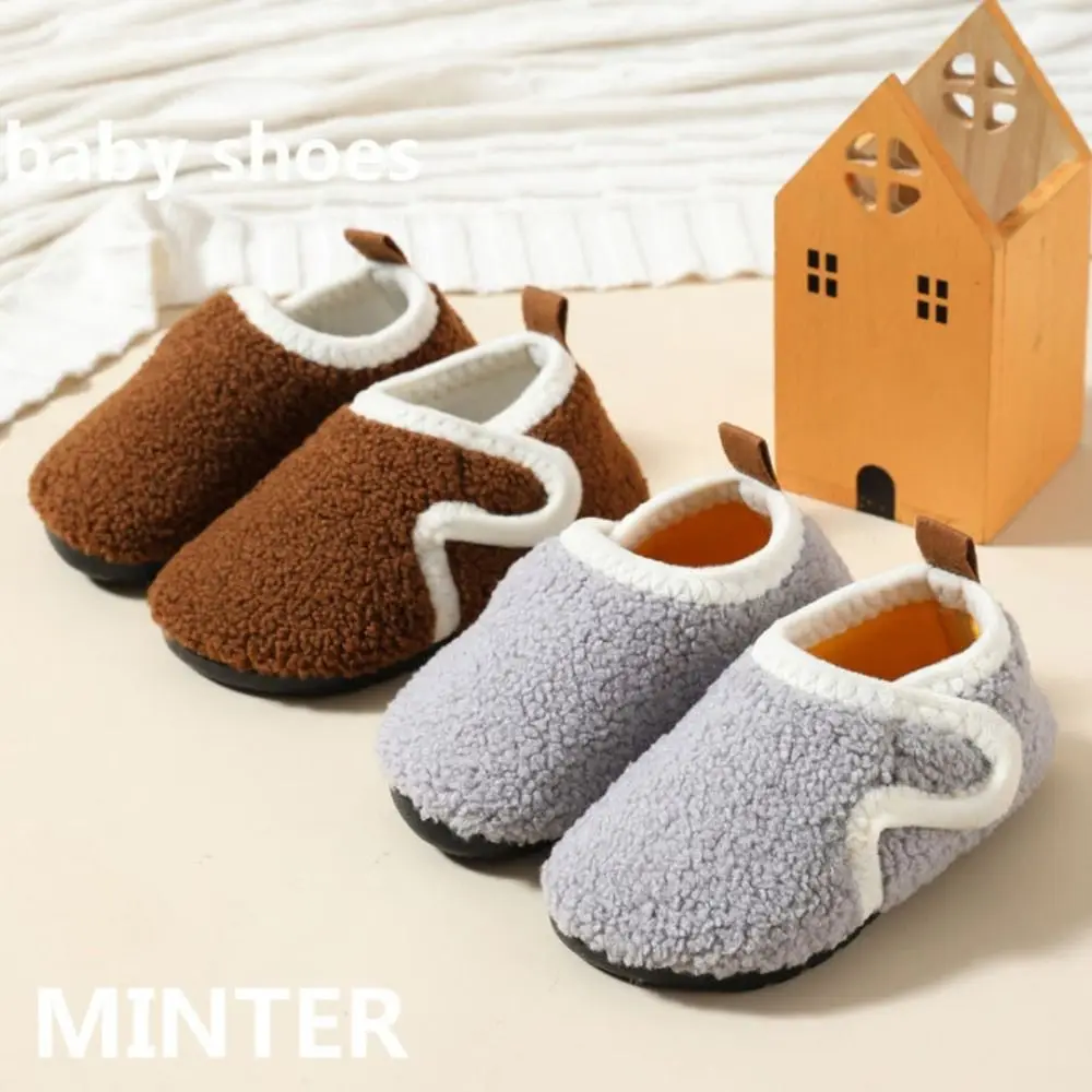 

Новые однотонные детские тапочки Pantuflas, теплая напольная обувь, обувь для малышей, нескользящая домашняя зимняя домашняя обувь на мягкой подошве для мальчиков и девочек