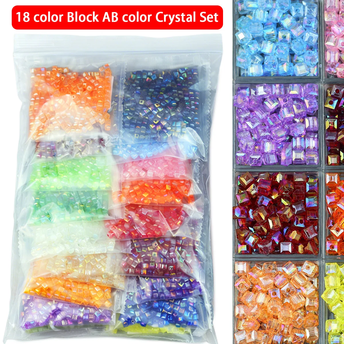 18colors 4mm 1800Pcs Multicolor Laser Square Acrylic Loose Beads Suitable for Jewelry Making DIY Bracelets Necklace Accessories