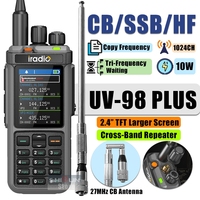Iradio UV-98 Plus 10W Walkie Talkie Three-Display LSB CW CB SW MW LW SSB HF Cross Band Repeater 1024CH Copy Frequency Ham Radio