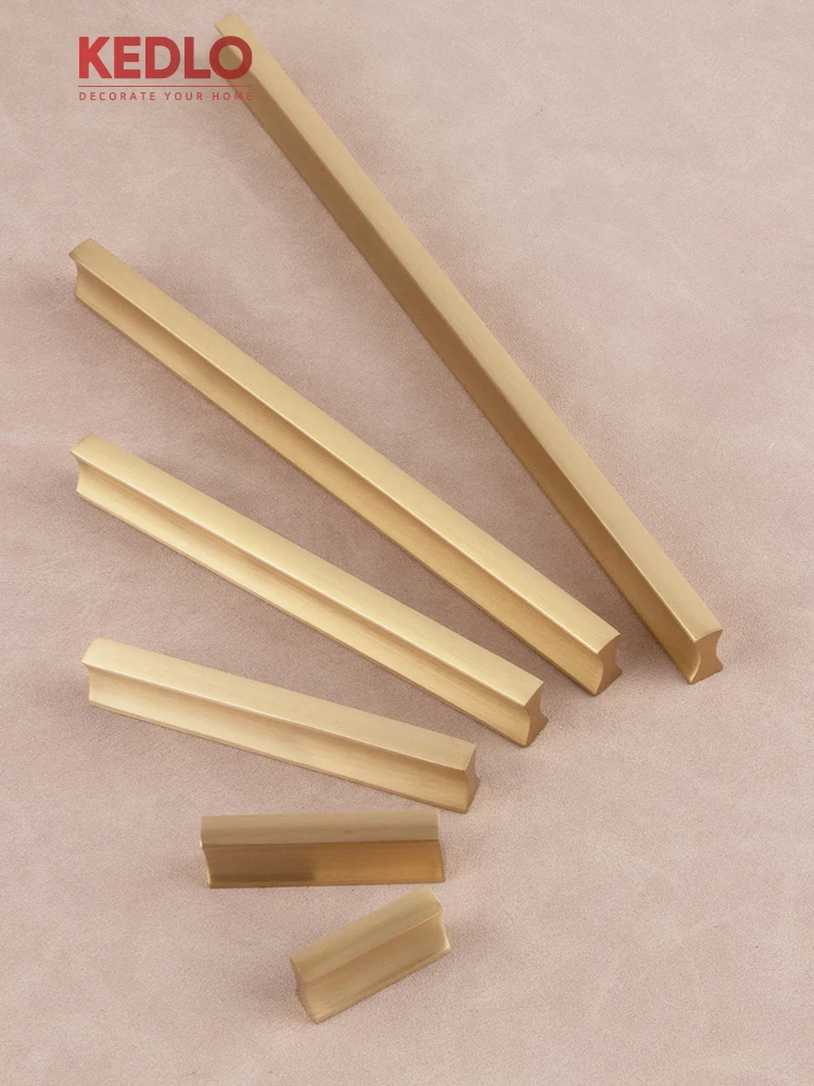 KEDLO Moderner, minimalistischer, massiver Messing-Schubladengriff für Küchenschränke mit goldenen Griffen – Detail 2