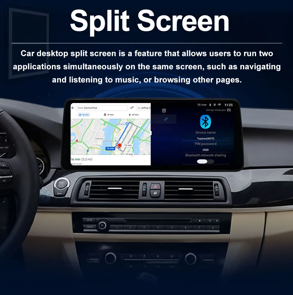 Android 16 Kabelloses Carplay Autoradio Multimedia-Player für BMW 5er F10 F11 2010 - 2017 CIC NBT System QLED Bildschirm GPS WLAN – Detail 13