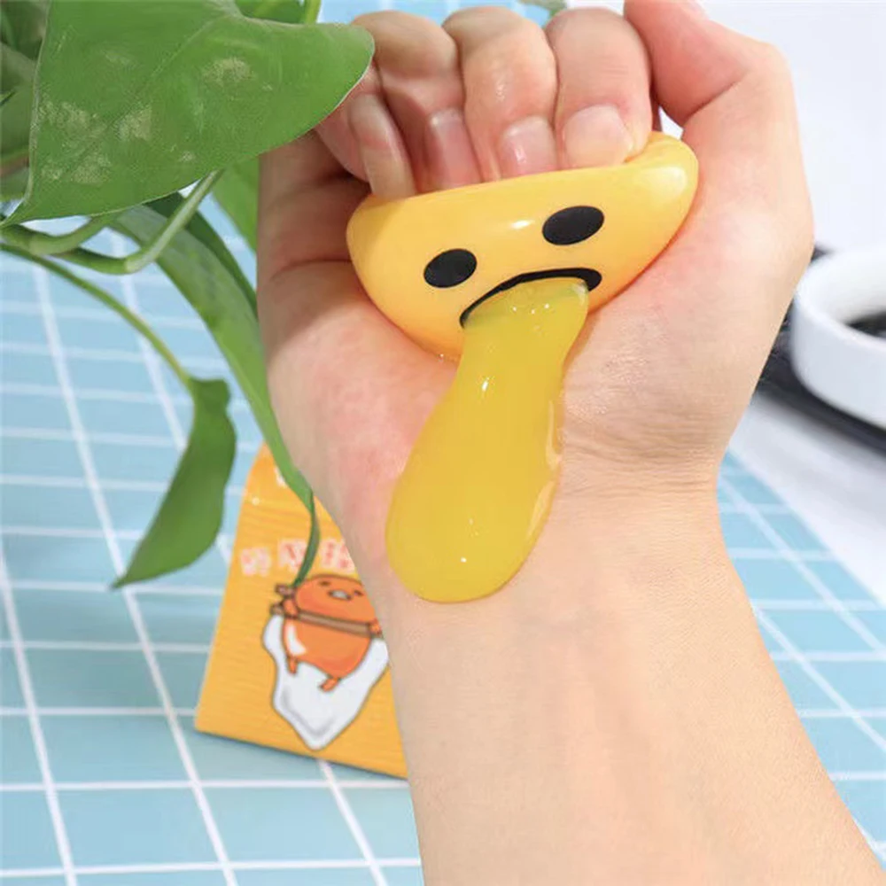 Squishy Puking Egg Yolk with Hole and Yellow Slime Stress Ball Kids Toys Adult Relieve Anxiety Office Bachelor Party Favor Gift