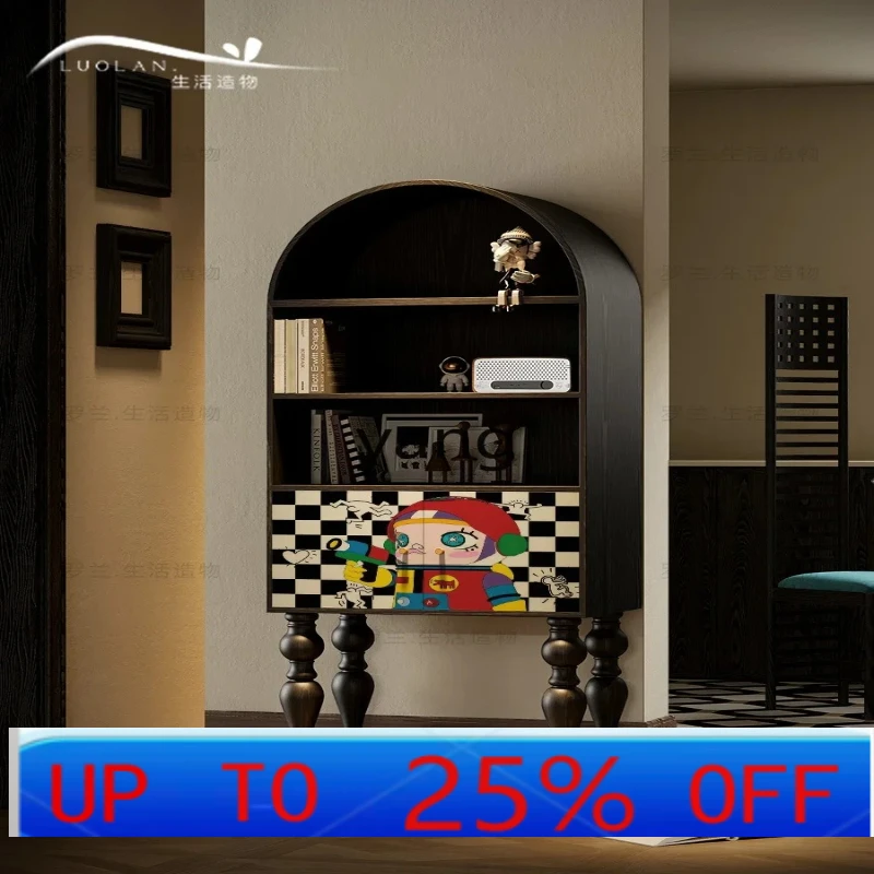LH   Solid Wood Storage Bookcase Entrance Storage Decoration Integrated Installation-Free Stand Cabinet