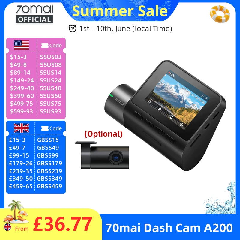 70mai A200 Dash Cam 1080P