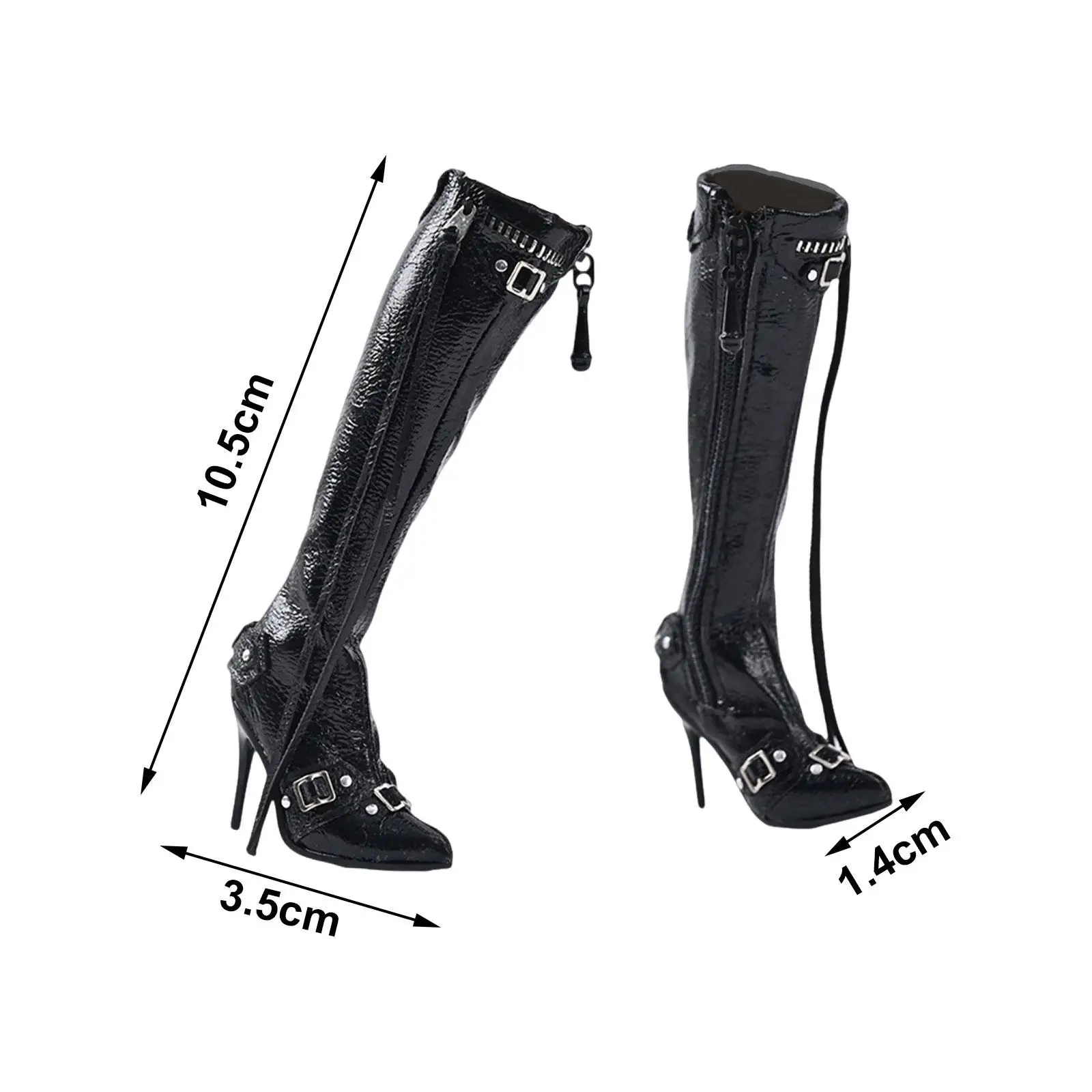 Botas de Salto Alto para Action Figures, Sapatos BJD, 12 ", 1:6