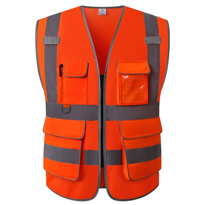 High Visibility Safety Vest with Pockets Reflective Vest Mesh Breathable Construction Vest ANSI/ISEA Standards