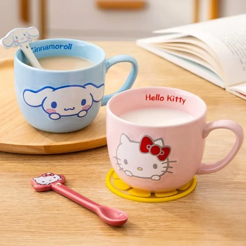 Hallo Kitty Y2K Keramik becher Kawaii Sanrioed Anime meine Melodie niedlichen Cartoon Pompon purin Mädchen Herz Milch flasche Tasse Geschenke für Mädchen