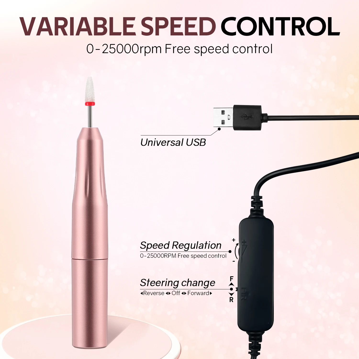 Trapano per unghie elettrico senza spazzole a batteria da 25000 giri/min professionale per unghie in gel acrilico Trapano per unghie portatile con spazzola per la polvere