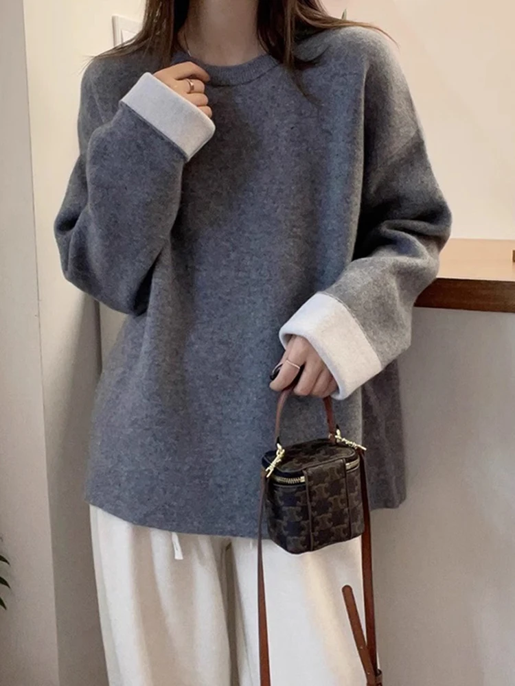 Coréen Sle paresseux Long Sve Camere pull automne hiver ample coupe ajustée haut tricoté mode européenne décontracté rond Ne