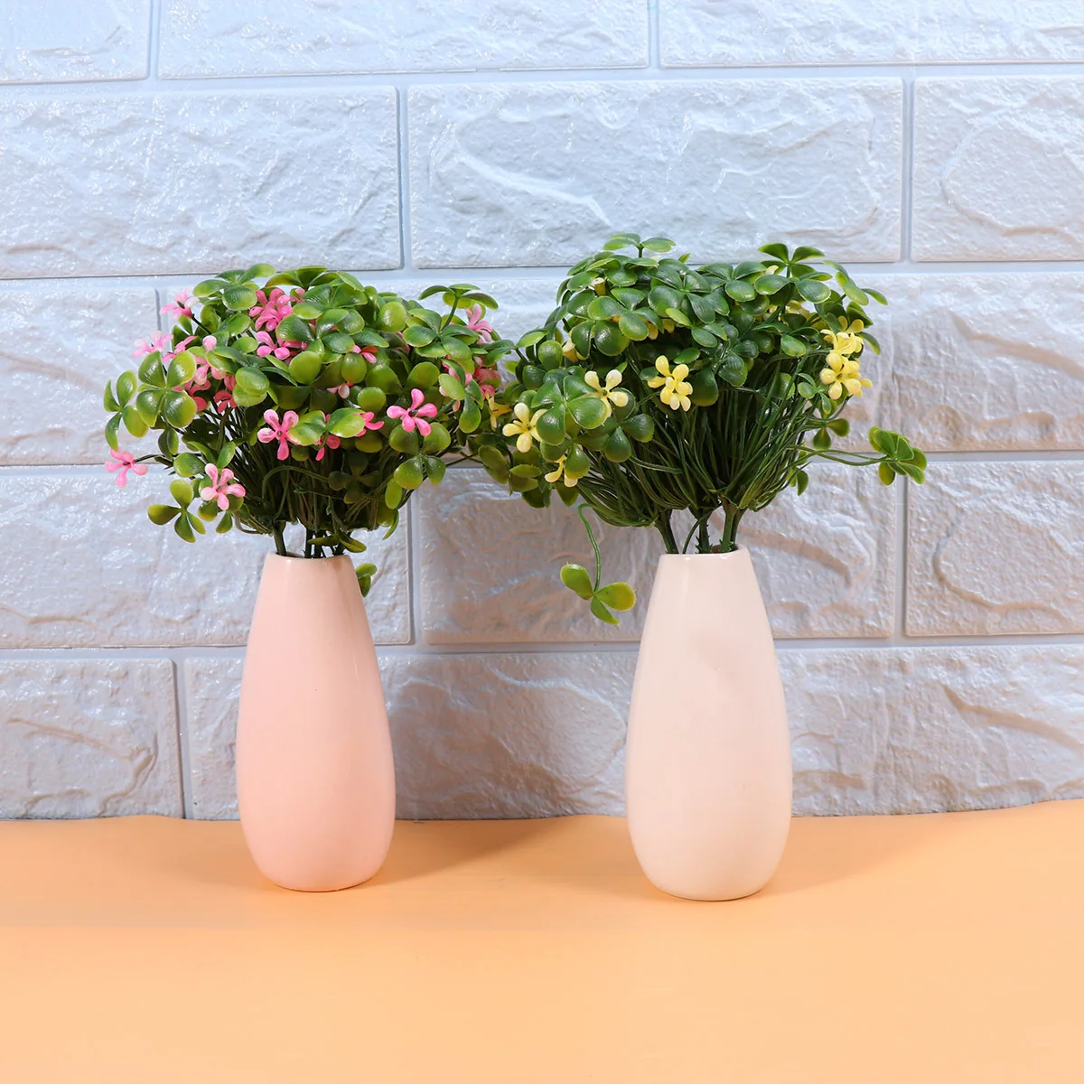 

24Pcs Plastic Mini Succulent Plants Ornaments Imitation Four Leaf Artificial Green Plants Decoration for Home Office Garden