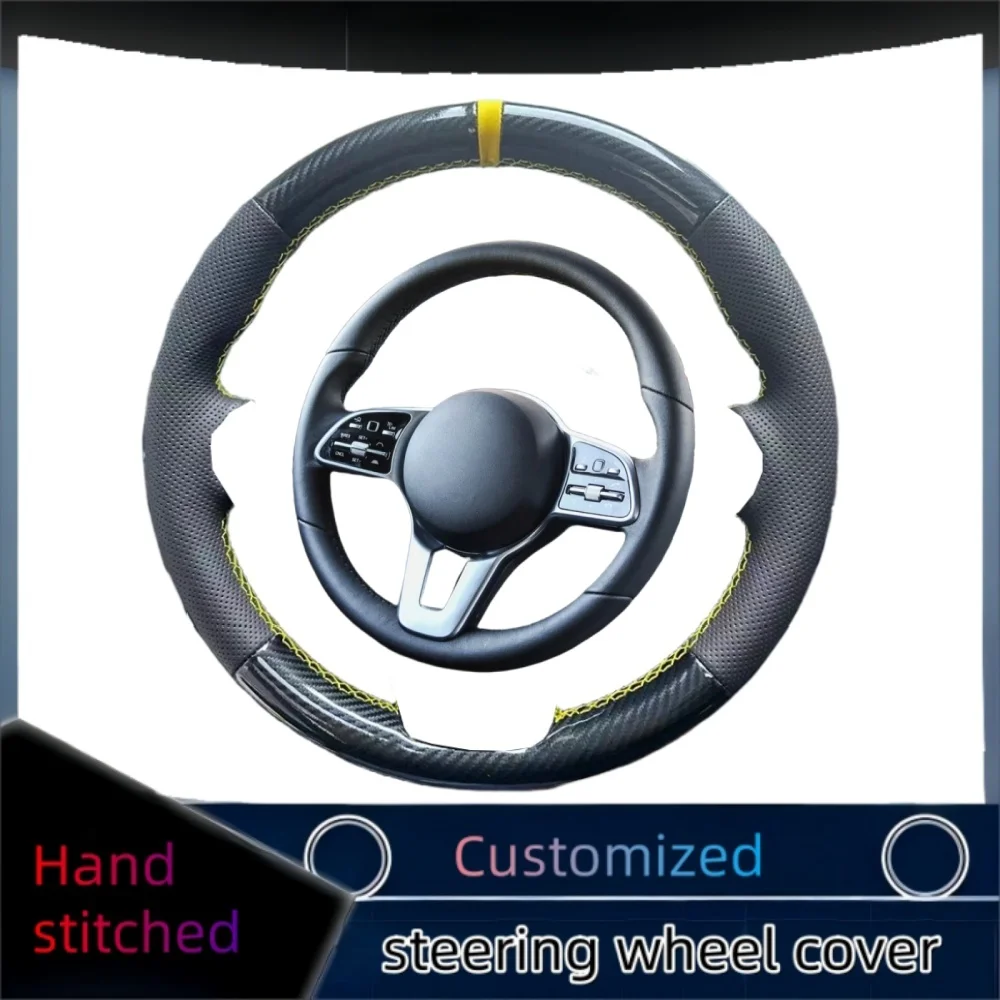 

Braid Car Steering Wheel Cover Wrap Hand Sewing Carbon Fibre Leather For Mercedes Benz A C E S G Class W177 W205 W213 W222 W463
