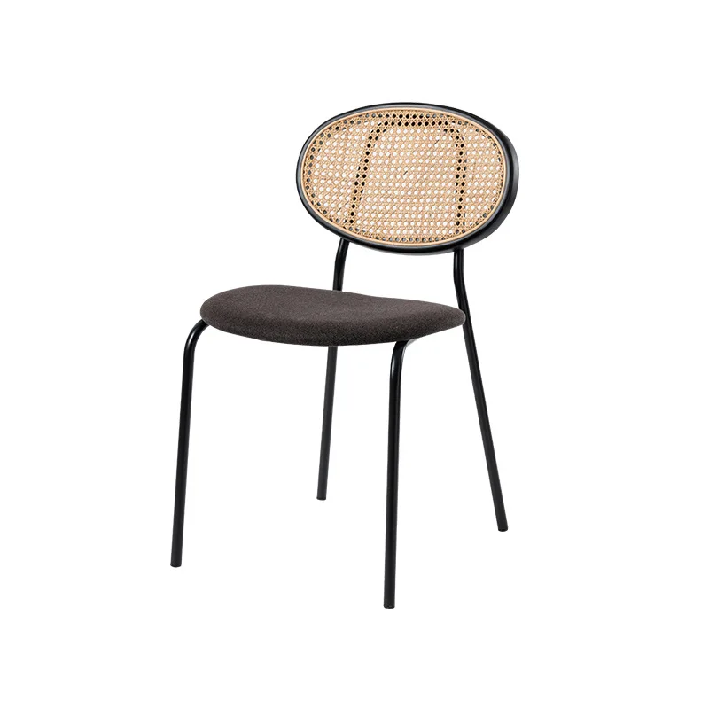 

Nordic Japanese retro dining chair, rattan soft bag, modern simple coffee chair light luxury