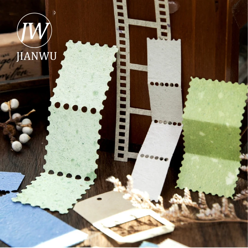 JIANWU Paper Time Series Vintage Texture Label Stamp Landscape Collage Scrapbook Material Paper Creative Junk Journal Stationery