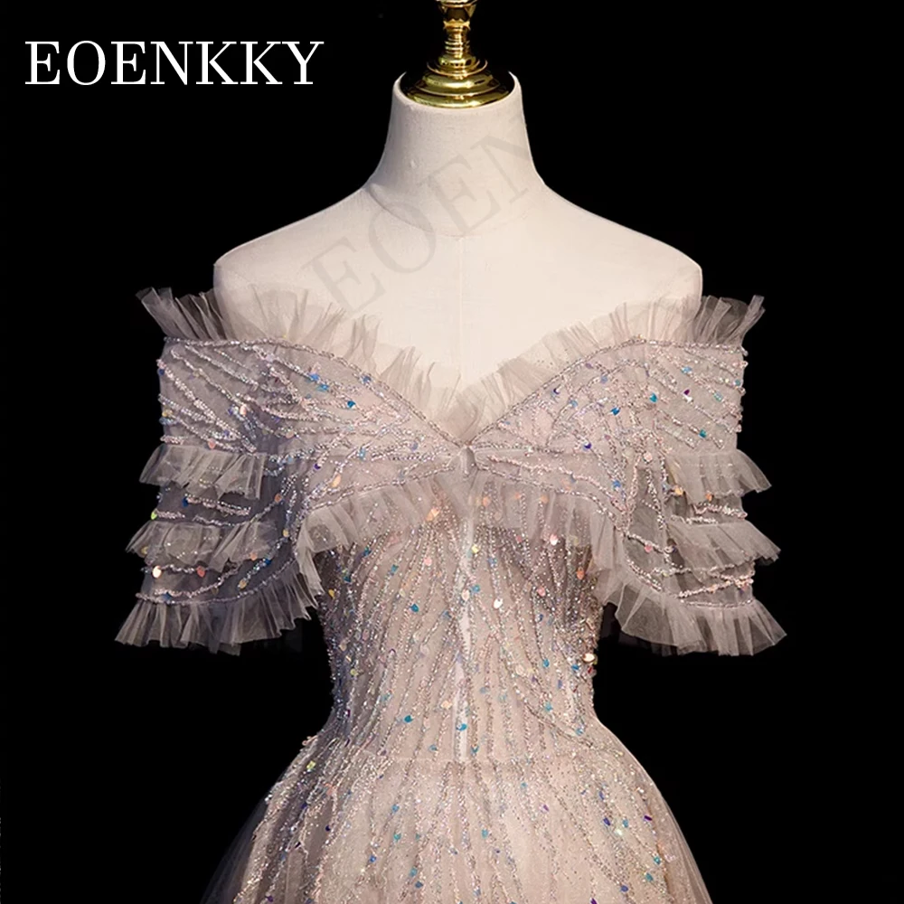 Robe de Rhperlée de luxe, robes d'anniversaire A-Line, longueur au sol, paillettes formelles, Rotterdam kly Off initié, 2024 Luxury Beading Prom Dress 2024 (Robe de bal de fin d'année avec perles)  Robe d'anniversaire